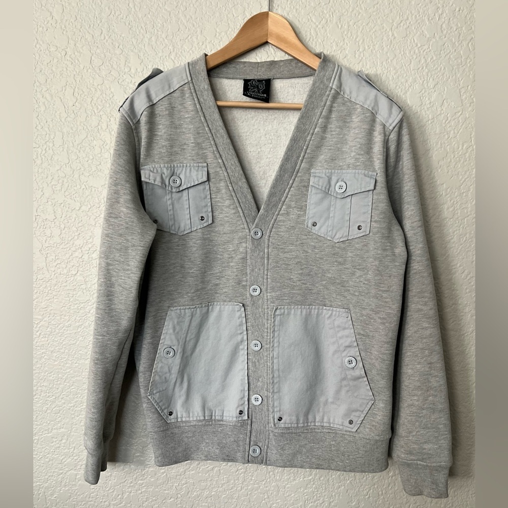 South Pole Collection Light Gray Men's Cardigan with Button Accents size L